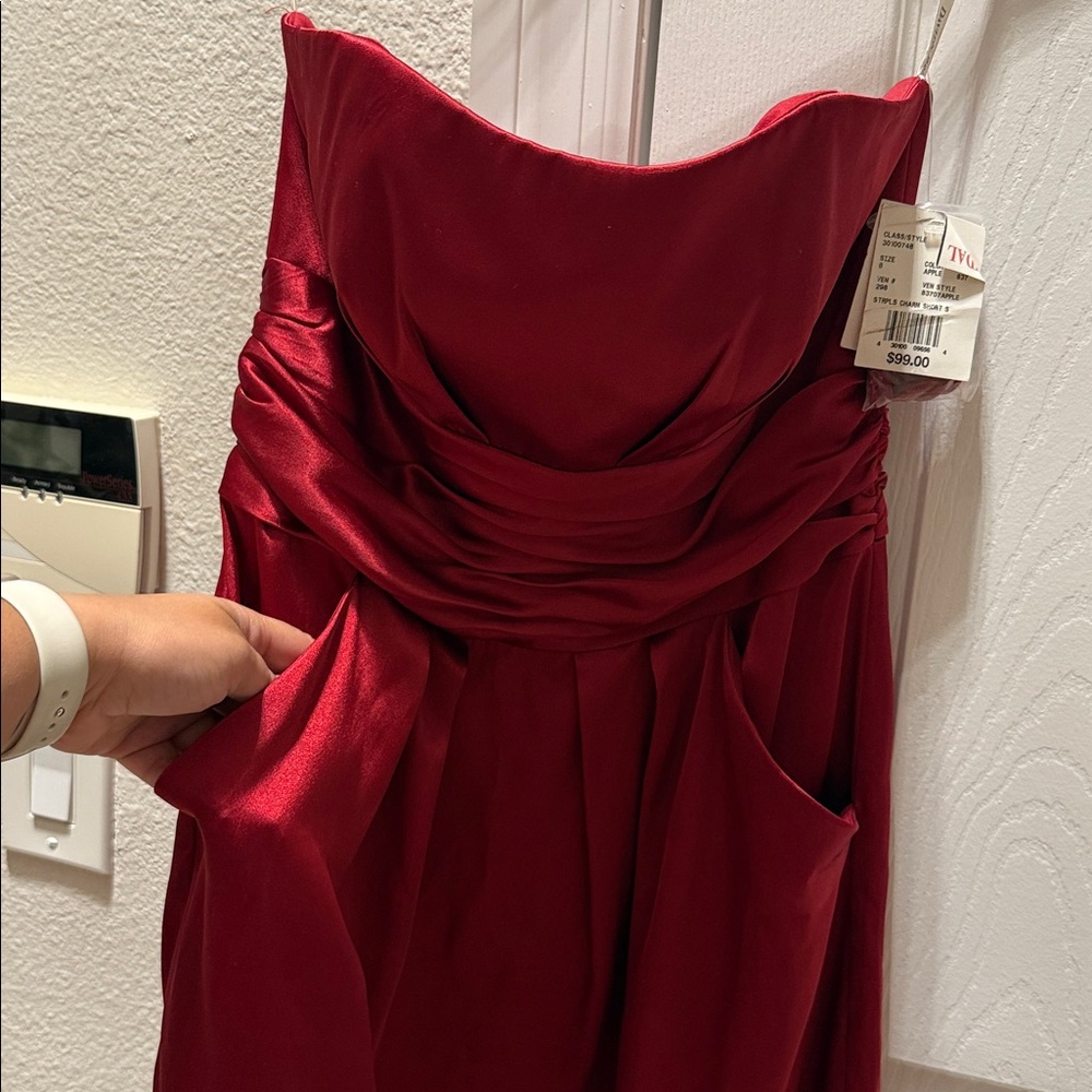 Vintage - Y2k - David’s bridal- Elegant Red Strapless Dress - Bridesmaid Dress - Picture 4 of 5